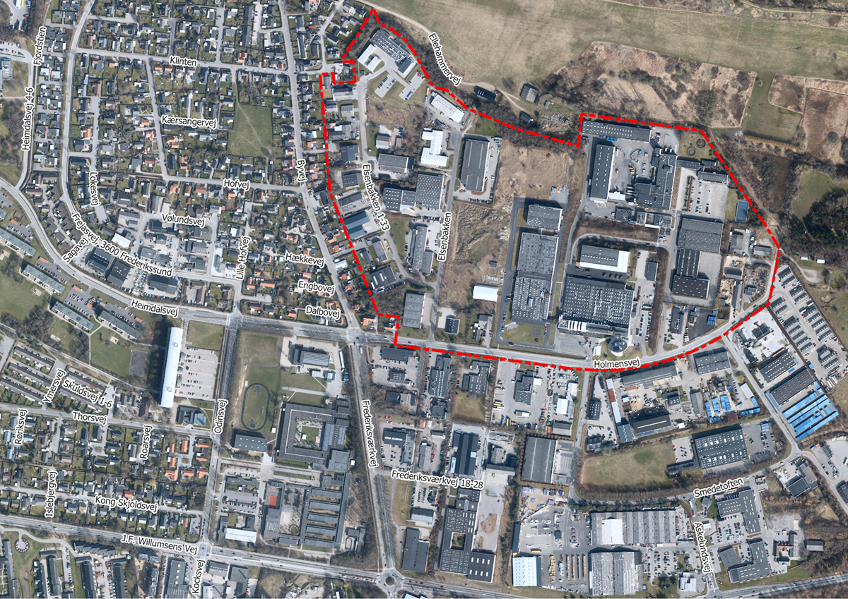 Planområdet set ift. omkringliggende veje