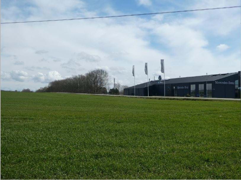 Før visualisering fra Strandstræde i en afstand af ca. 350 m