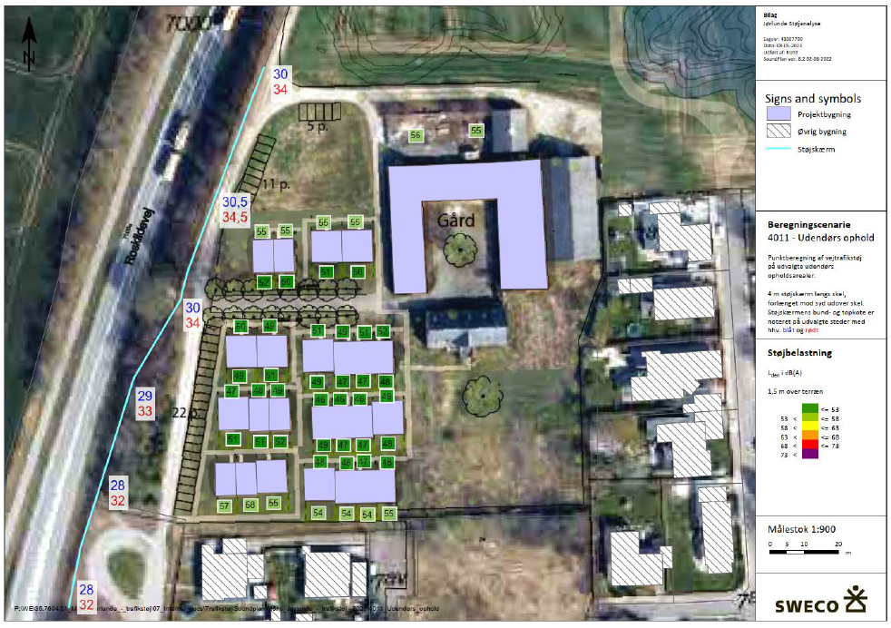 Støjberegning for boligområde ved etablering af støjskærm