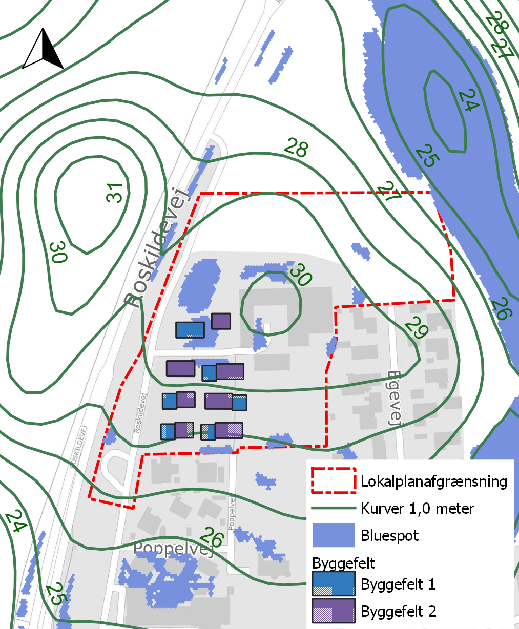 Billedet viser bluespot for lokalplanområdet