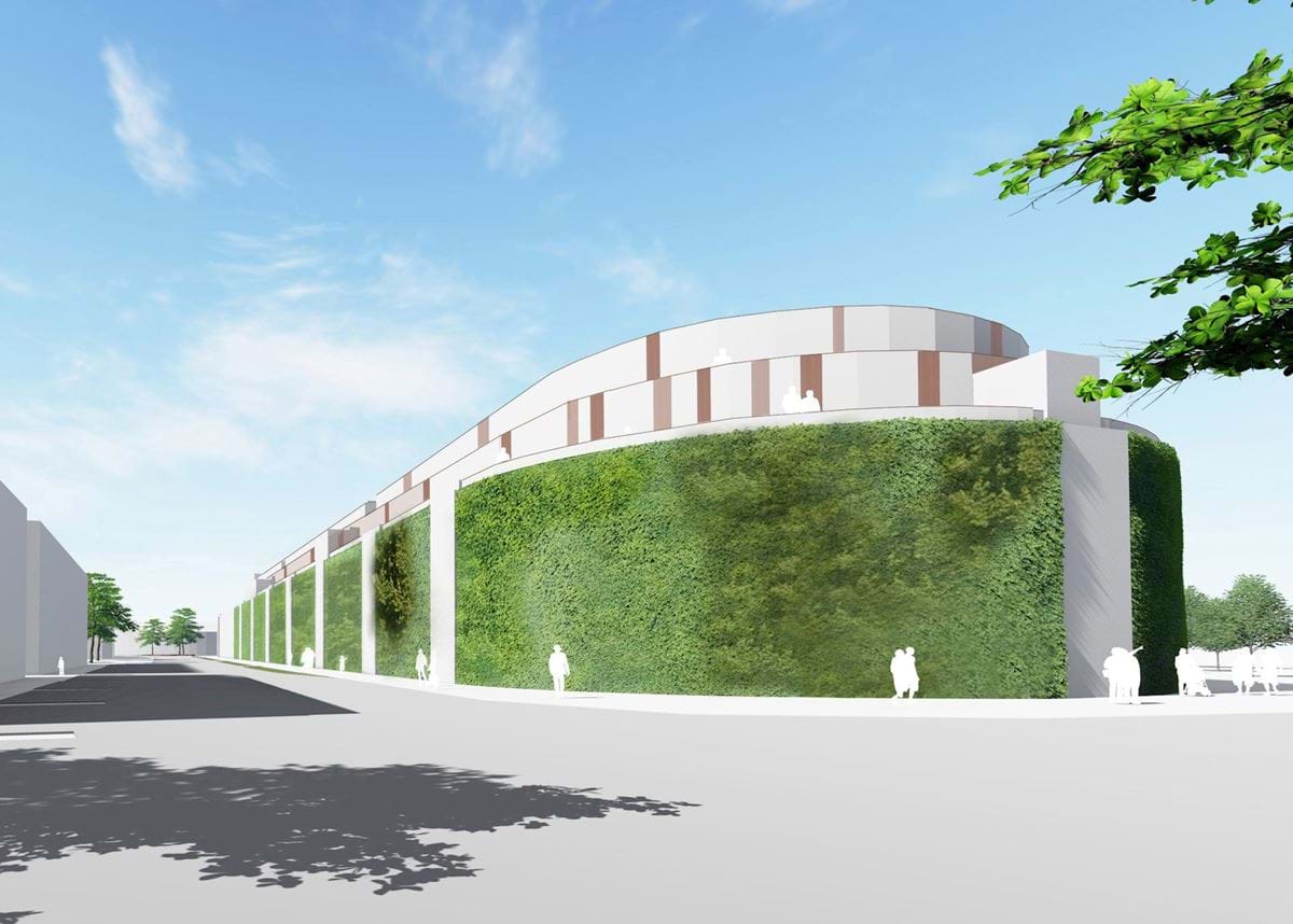 Ny boligbebyggelse på parkeringshuset set fra A. C. Hansensvej