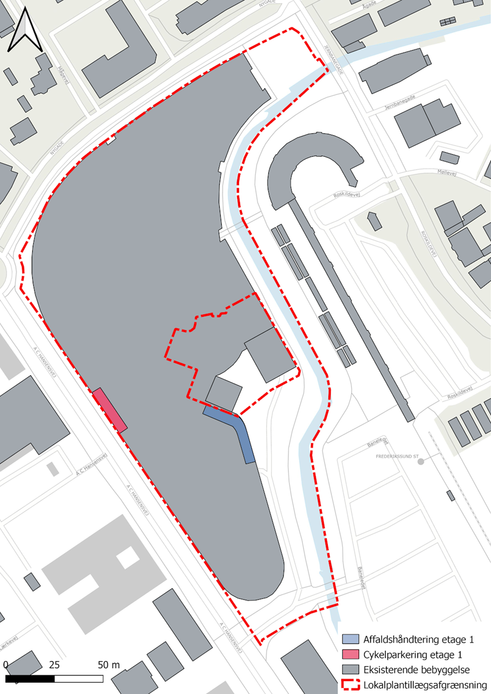 Affaldshåndtering og cykelparkering i stueetagen