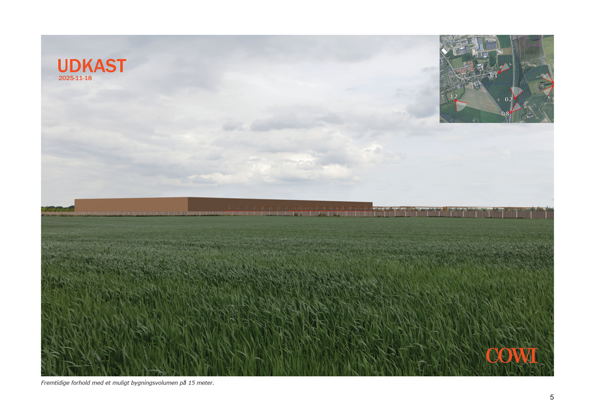 Visualisering af projektet set fra Oppe Sundby Kirke