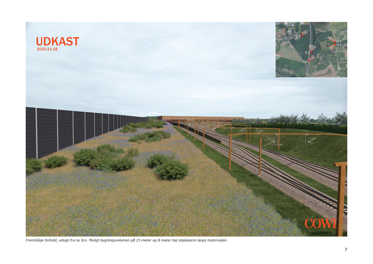 Visualisering af projektet fra punkt, hvor den kommende stibroforbindelse over Frederikssundsvej vil være