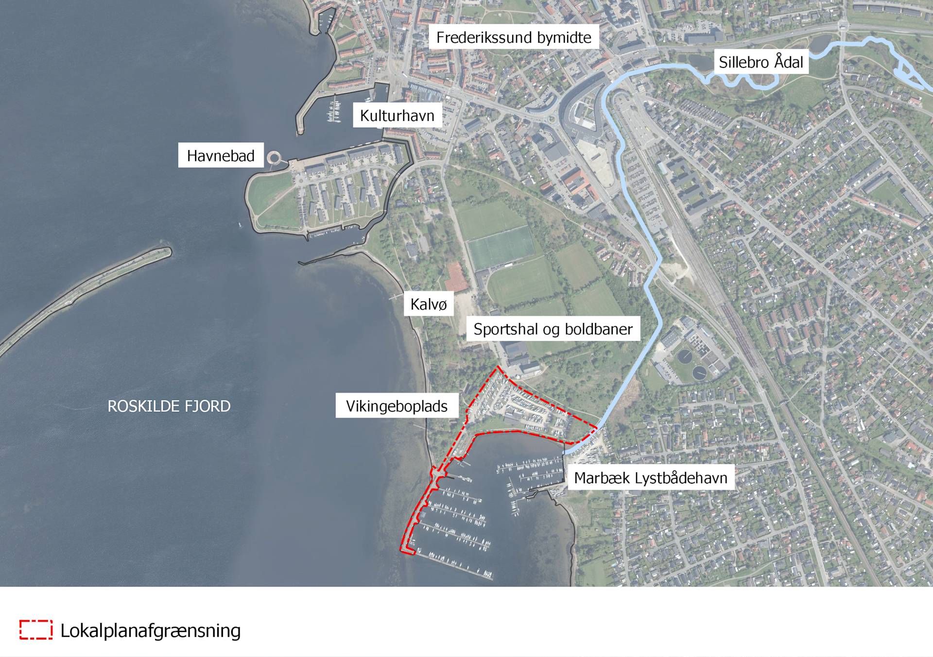 Kortet viser lokalplanområdets placering i Frederikssund by
